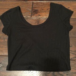 Black Ribbed Crop Top